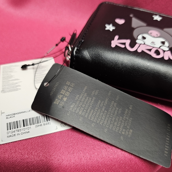 Kuromi × Forever 21 Small Black Leather Wallet Hello Kiyty Sanrio Kawaii Y2k - Picture 3 of 4